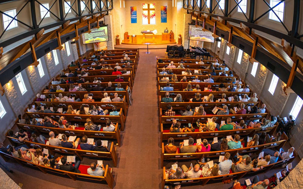 A congregation seated in a church